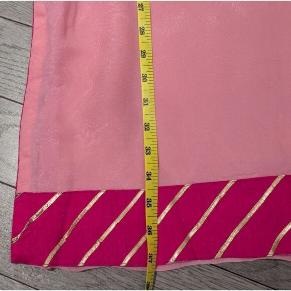 Pink Punjabi Suit With Gold Detail With Cuffed 3/4 Sleeves - Size Small New - Picture 6 of 6